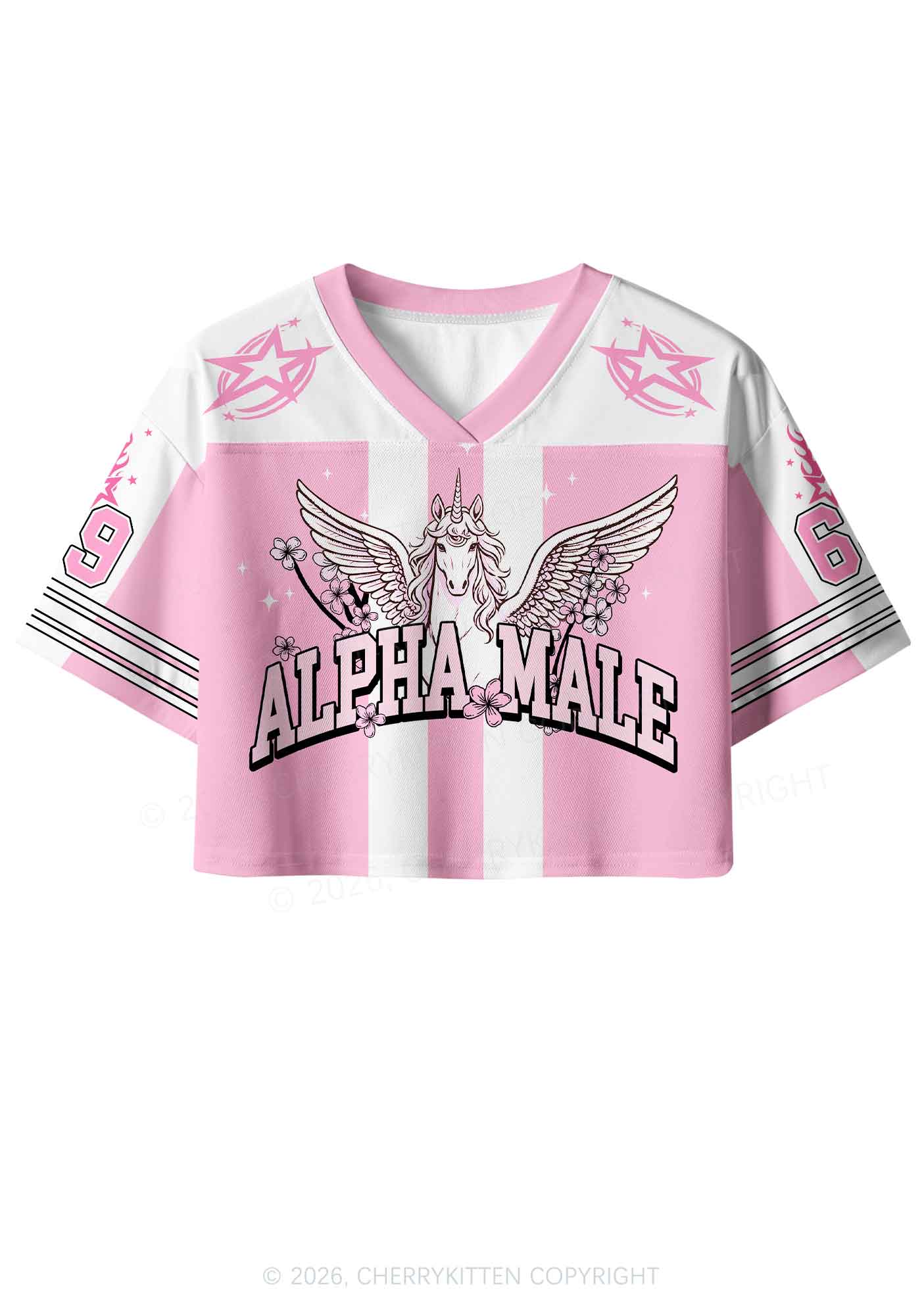 Sakura Alpha Male Unicorn Pride Y2K Crop Sport Jersey Shirts Cherrykitten