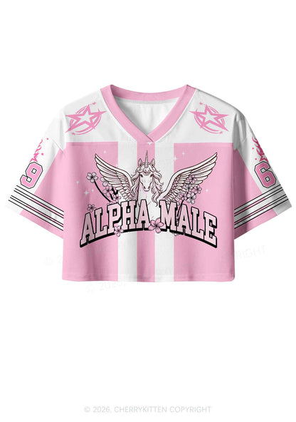 Sakura Alpha Male Unicorn Pride Y2K Crop Sport Jersey Shirts Cherrykitten