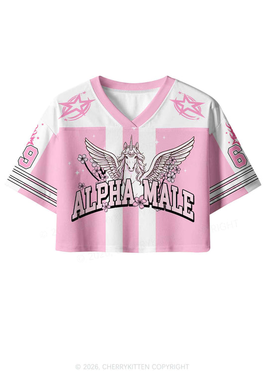 Sakura Alpha Male Unicorn Pride Y2K Crop Sport Jersey Shirts Cherrykitten