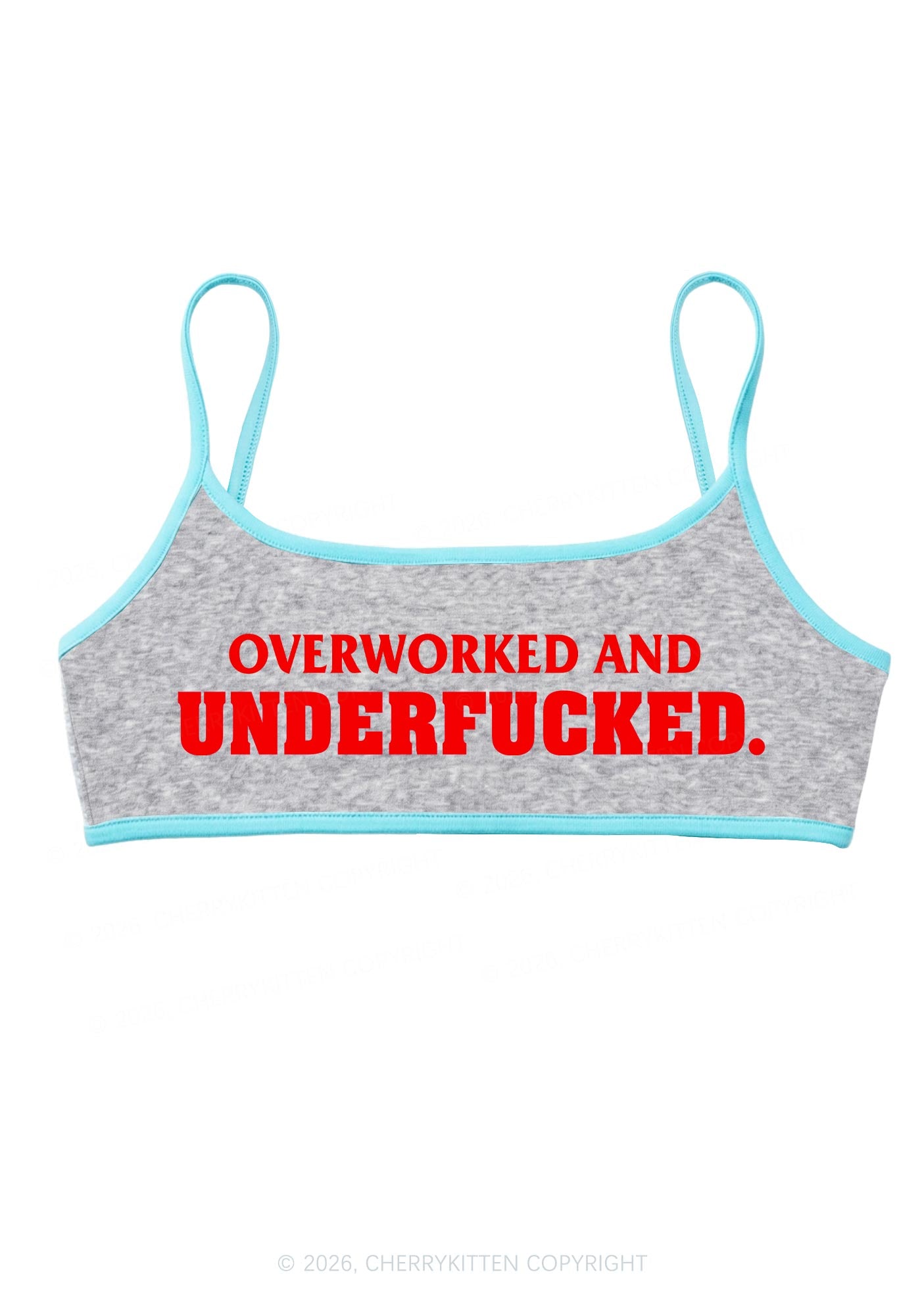 Overworked And Underfxxked Y2K Super Crop Cami Cherrykitten