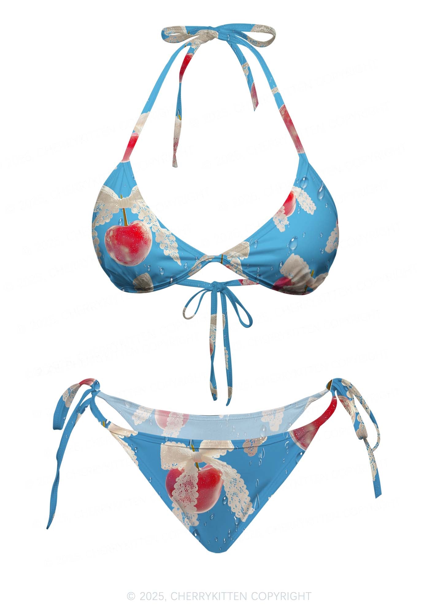 Lace Cherry Y2K Print Bikini Set Cherrykitten