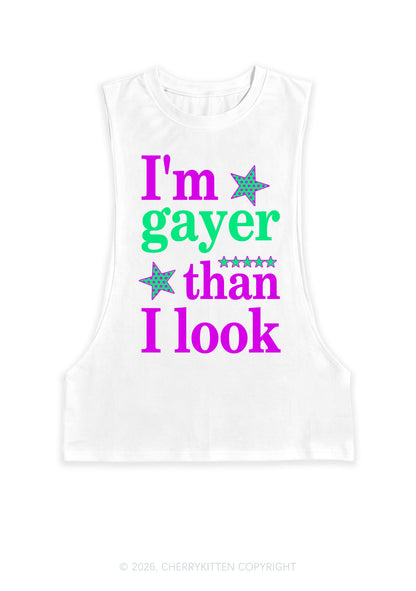 Im Gayer Than I Look Pride Y2K Men Muscle Side Cutoff Tank Top Cherrykitten