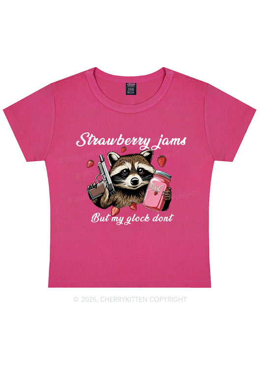 Strawberry Jams Raccoon Y2K Baby Tee Cherrykitten