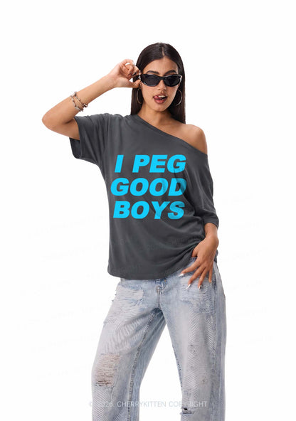 I Peg Good Boys Y2K Off Shoulder Tee Cherrykitten