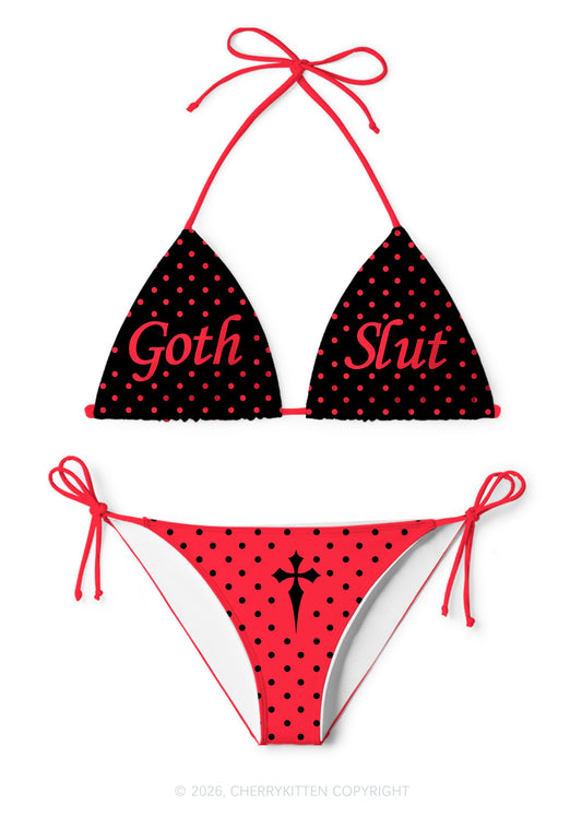 Goth Slxt Y2K Print Bikini Set Cherrykitten