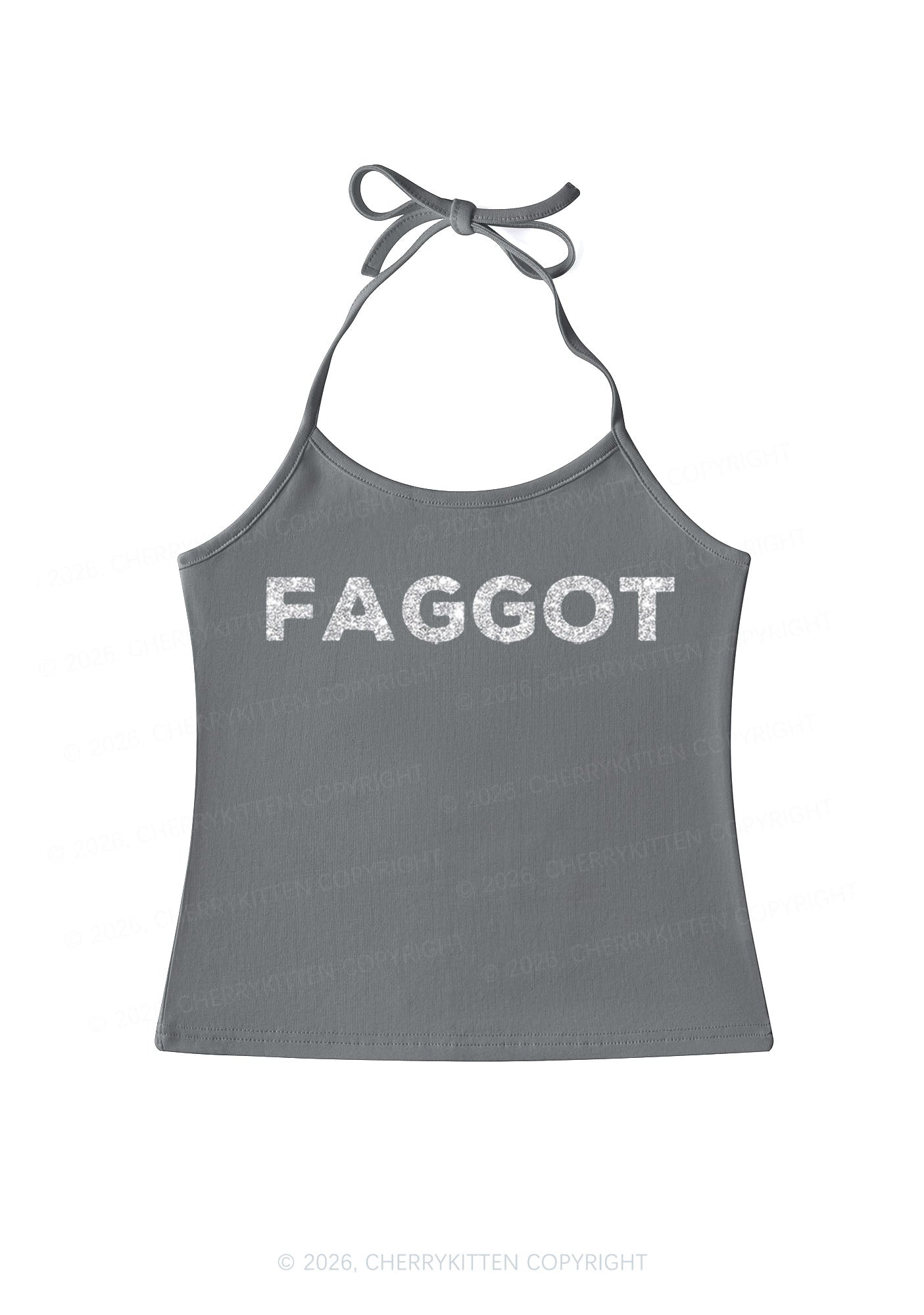 Glitter Faggot Pride Y2K Halter Neck Cami Cherrykitten
