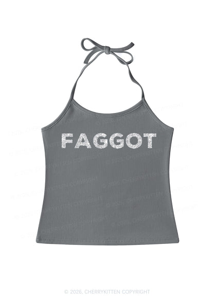 Glitter Faggot Pride Y2K Halter Neck Cami Cherrykitten