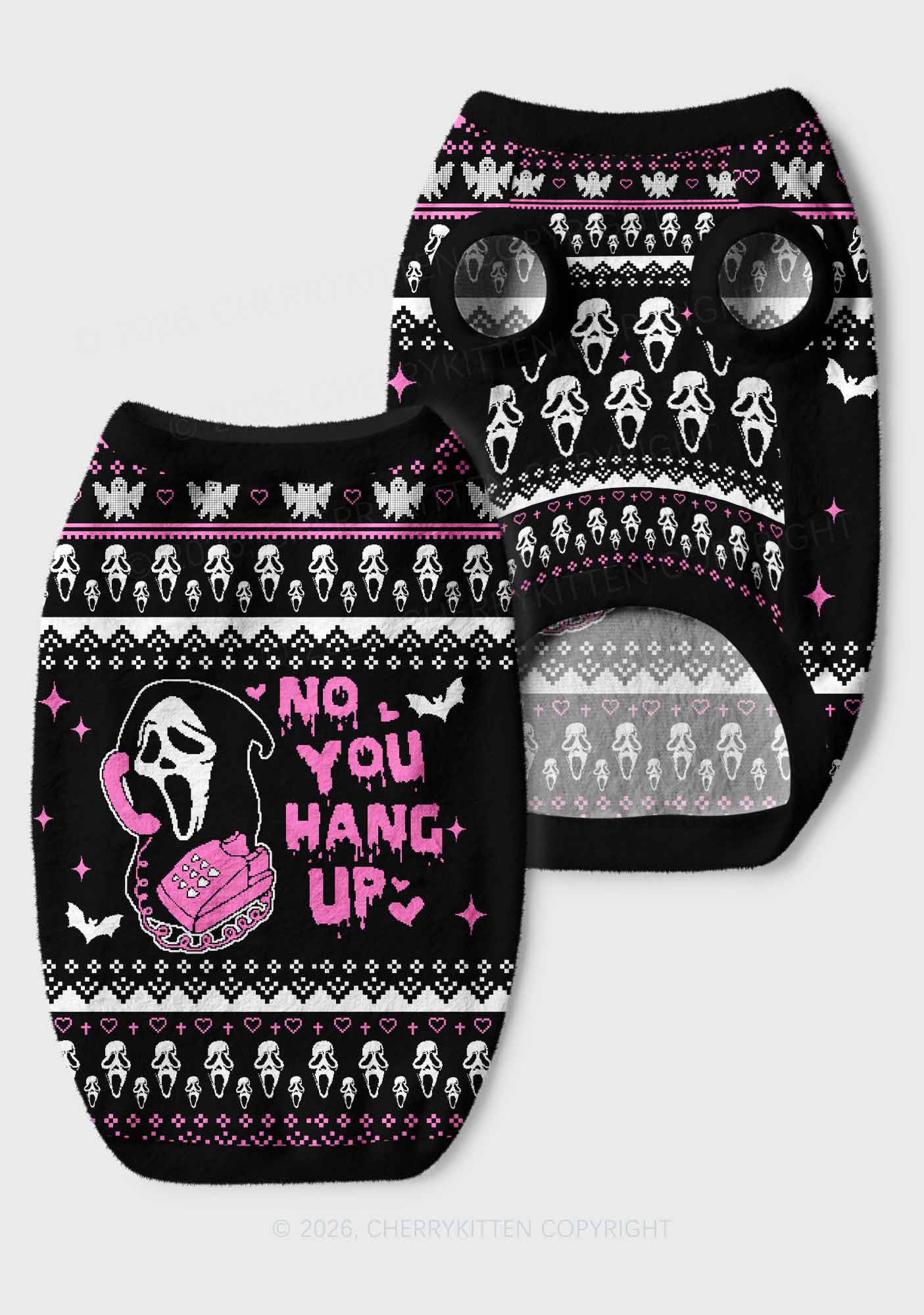 Halloween No You Hang Up Y2K Pet Knit Sweatshirt Cherrykitten