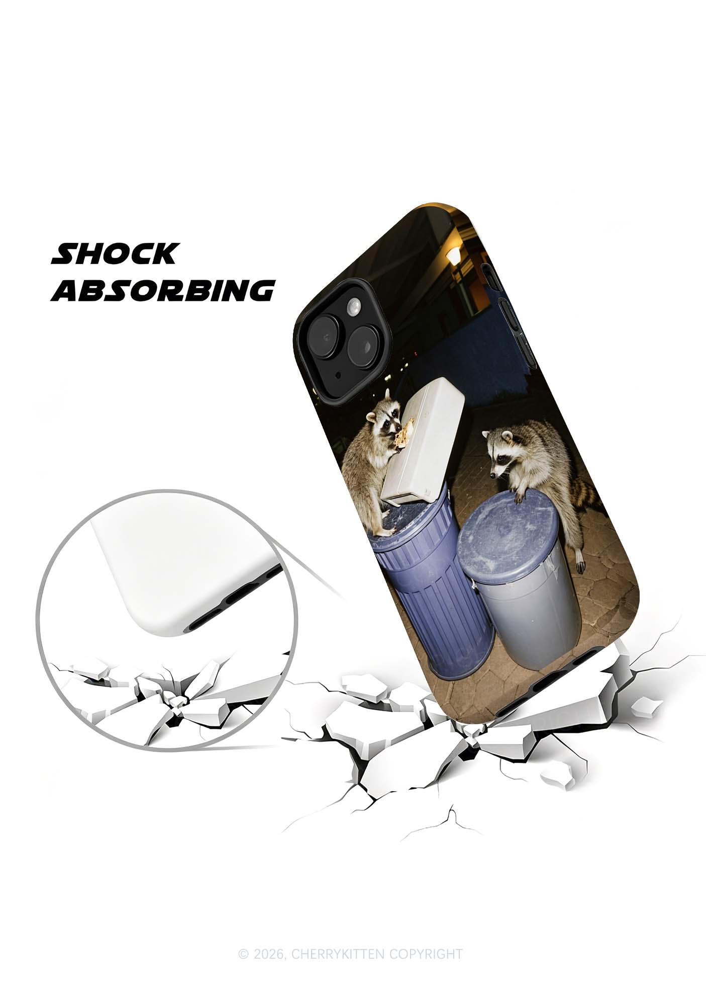 Raccoons Pizza Feast Y2K Phone Case Cherrykitten