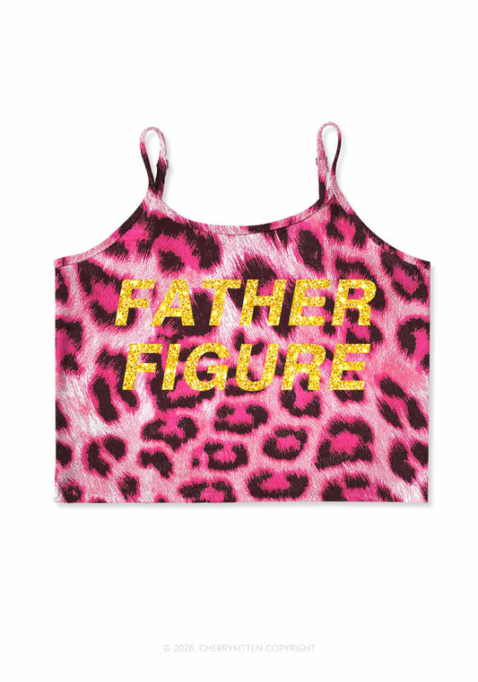 Glitter Father Figure Y2K Pink Leopard Print Cami Crop Top Cherrykitten