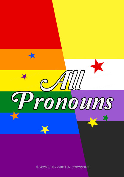 All Pronouns Rainbow Nonbinary Pride 1Pc Y2K Pin Badge Cherrykitten