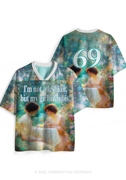 Mint Green Im Not A Lesbian Pride Y2K Sport Jersey Shirts Cherrykitten