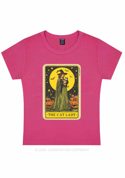 Halloween The Witch Cat Lady Y2K Baby Tee Cherrykitten