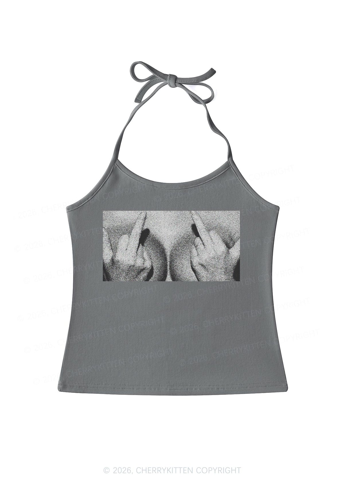 Middle Finger Bxxbs Y2K Halter Neck Cami Cherrykitten