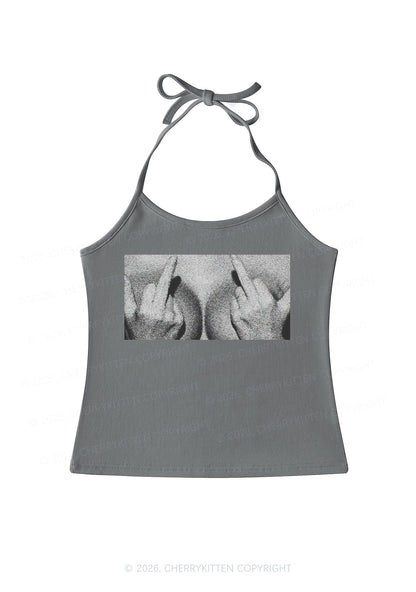 Middle Finger Bxxbs Y2K Halter Neck Cami Cherrykitten
