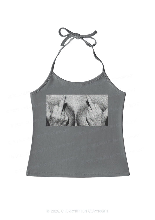 Middle Finger Bxxbs Y2K Halter Neck Cami Cherrykitten