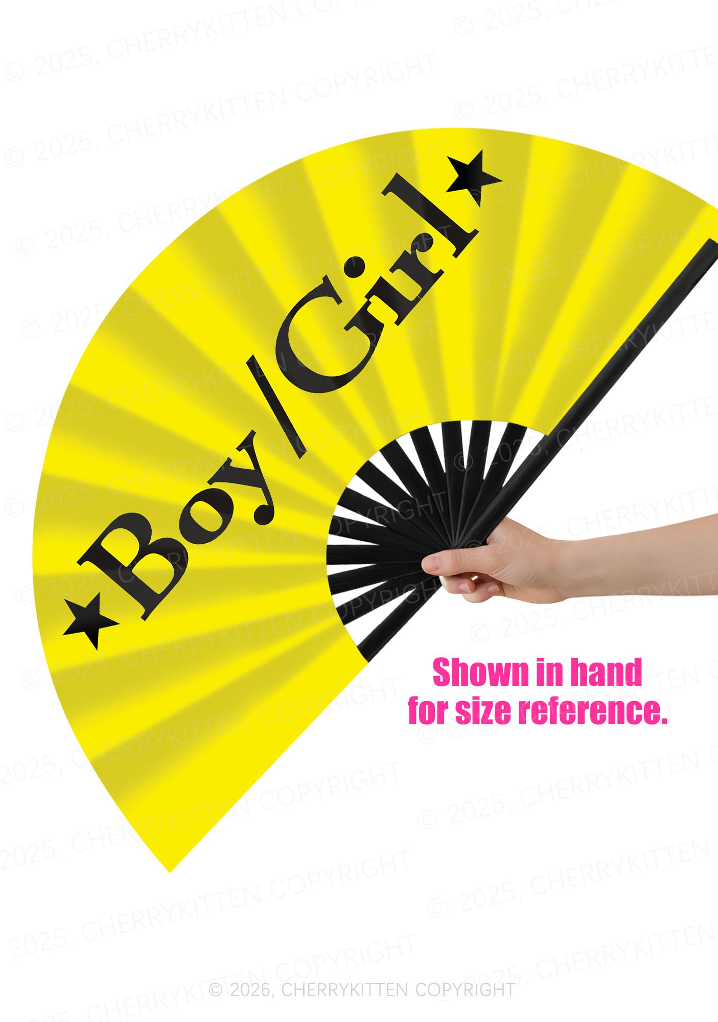 Yellow Boy Or Girl Pride Y2K Rave Hand Fan Cherrykitten
