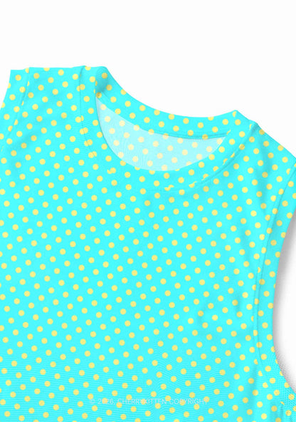 Yellow Dots On Green Y2K Mesh Muscle Tank Cherrykitten