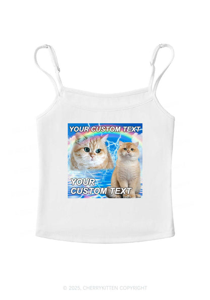 Custom Text Your Kitten Y2K Spaghetti Strap Cami Cherrykitten