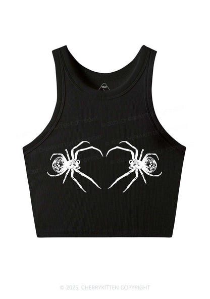 Skull Spider Y2K Crop Tank Top Cherrykitten