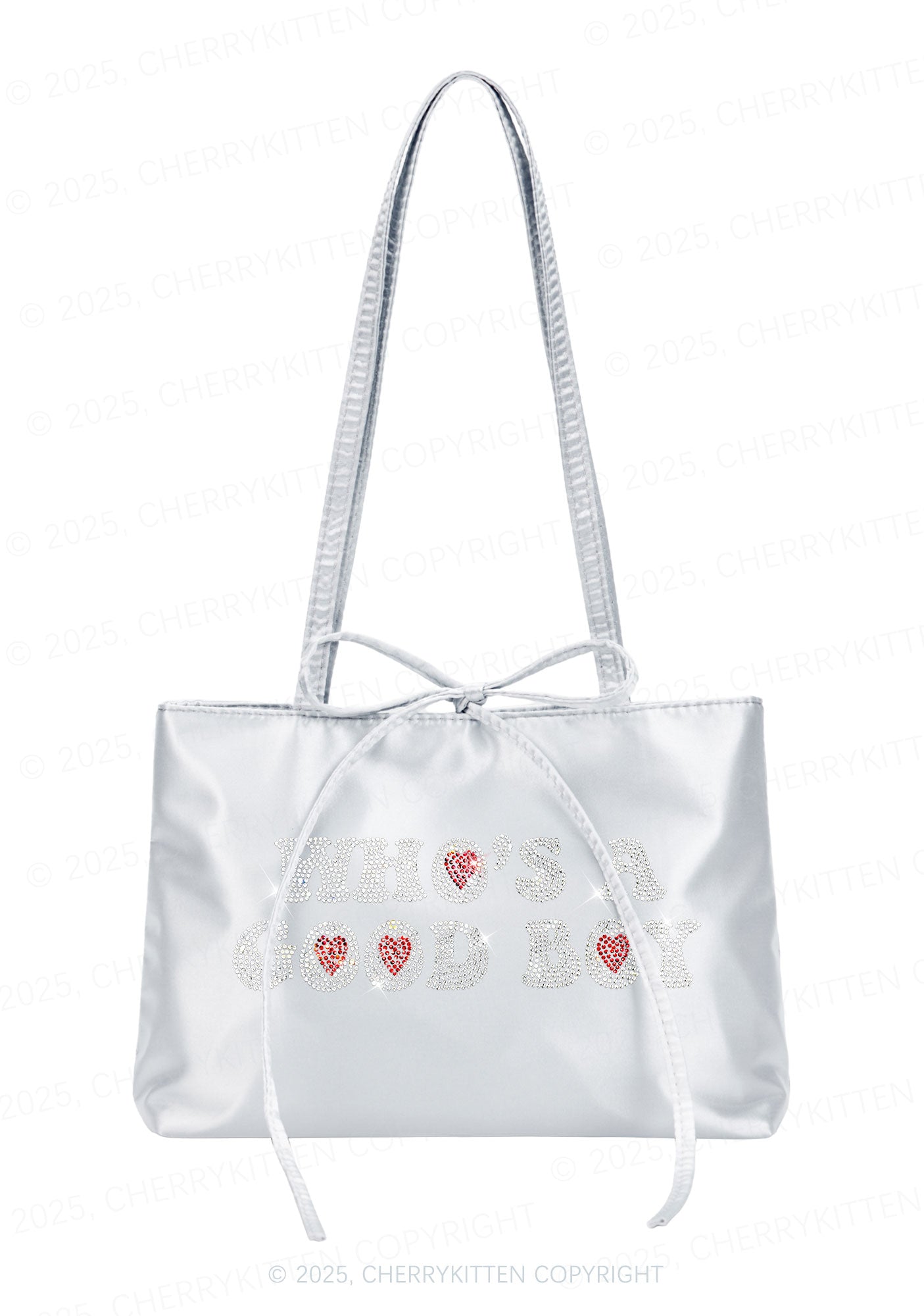 Rhinestone Whos A Good Boy Y2K Satin Bags Cherrykitten