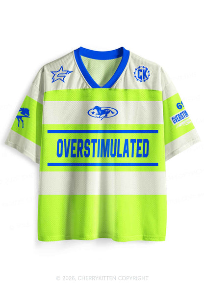 Overstimulated Green Stripes Y2K Sport Jersey Shirts Cherrykitten