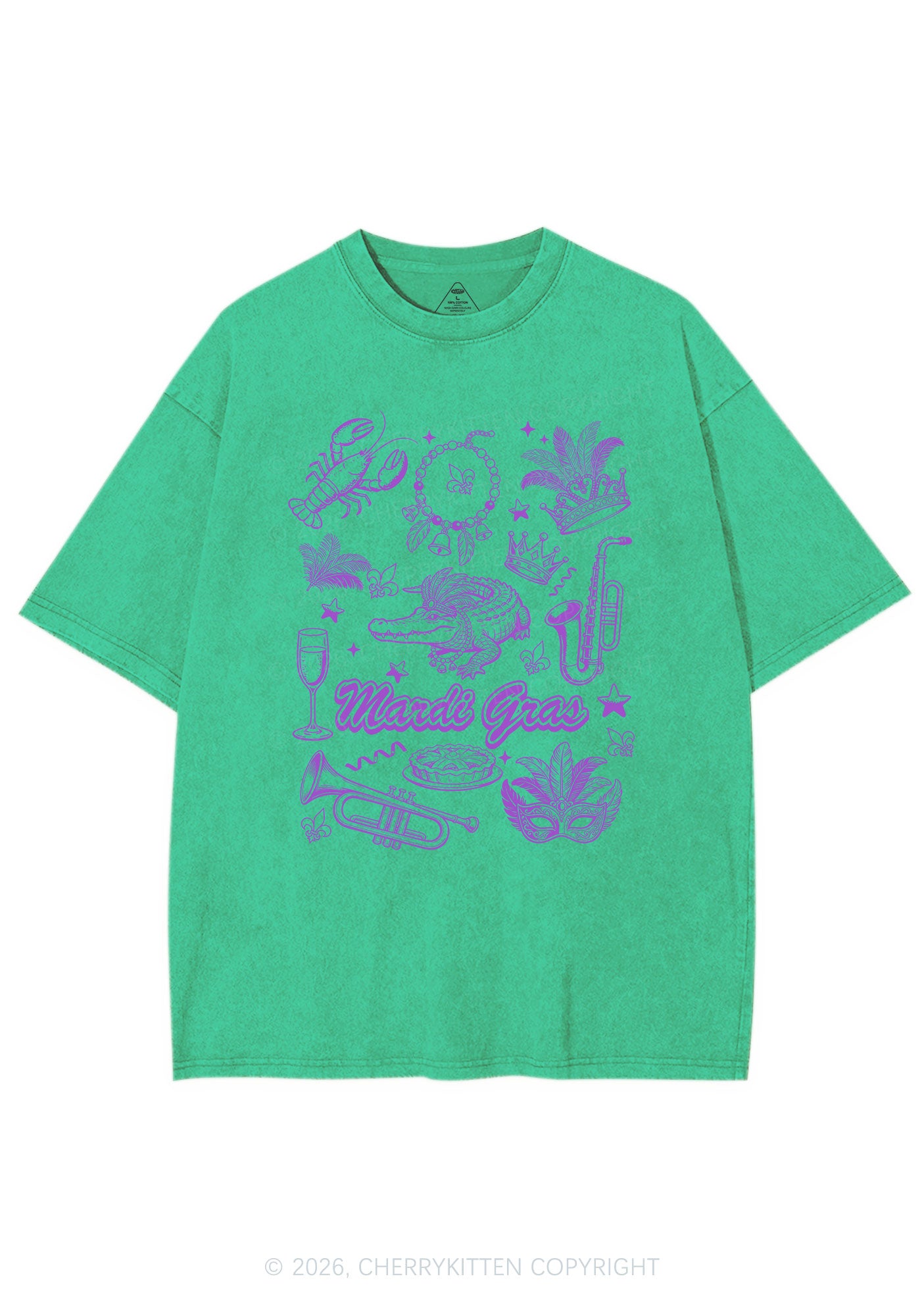 Mardi Gras Symbols Y2K Shirts Washed Tee Cherrykitten