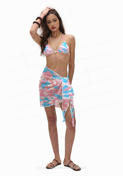 Trans Camouflage Pride Y2K Print Bikini Set Cherrykitten