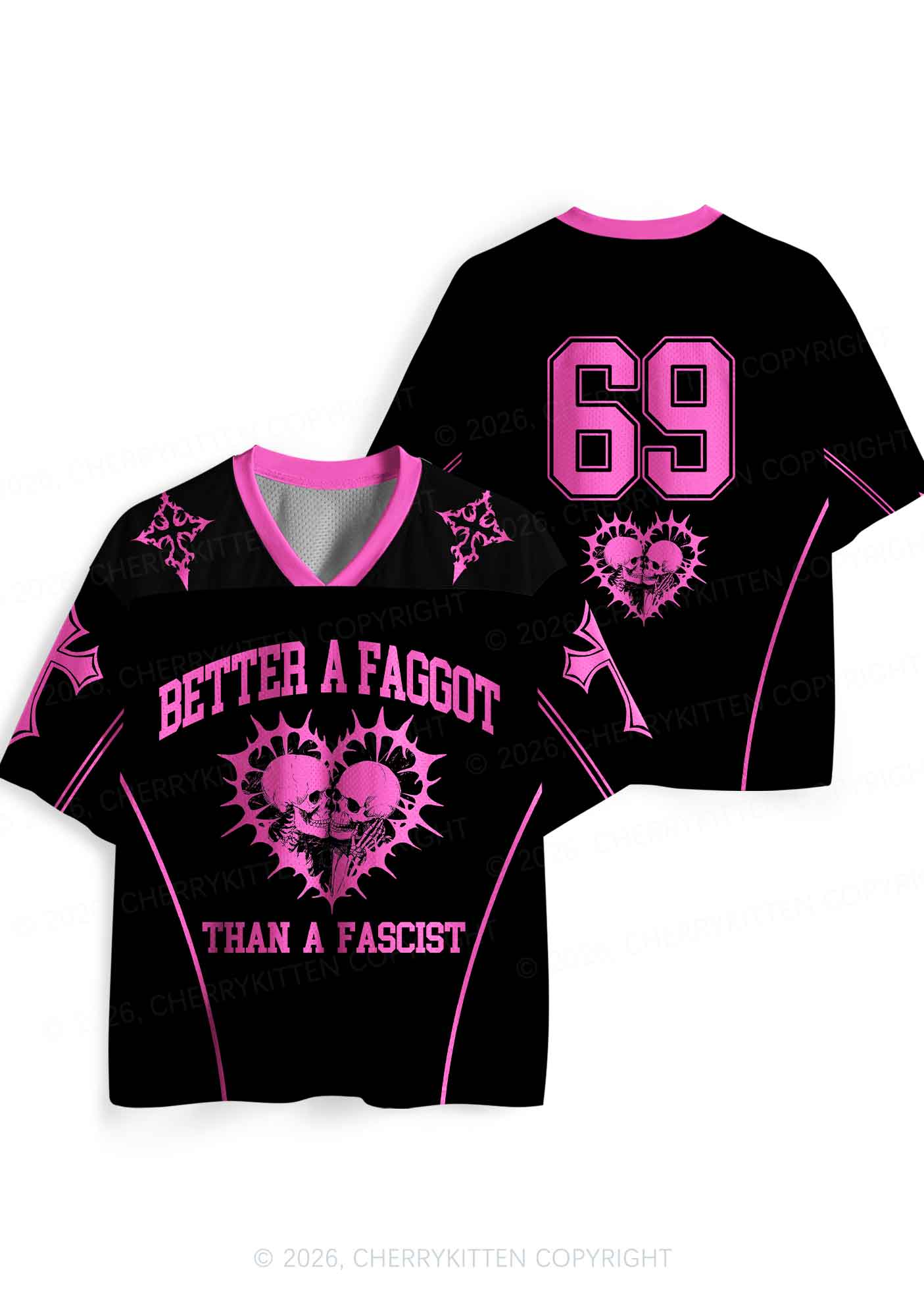 Hot Pink Better A Faggot Than A Fascist Pride Y2K Sport Jersey Shirts Cherrykitten