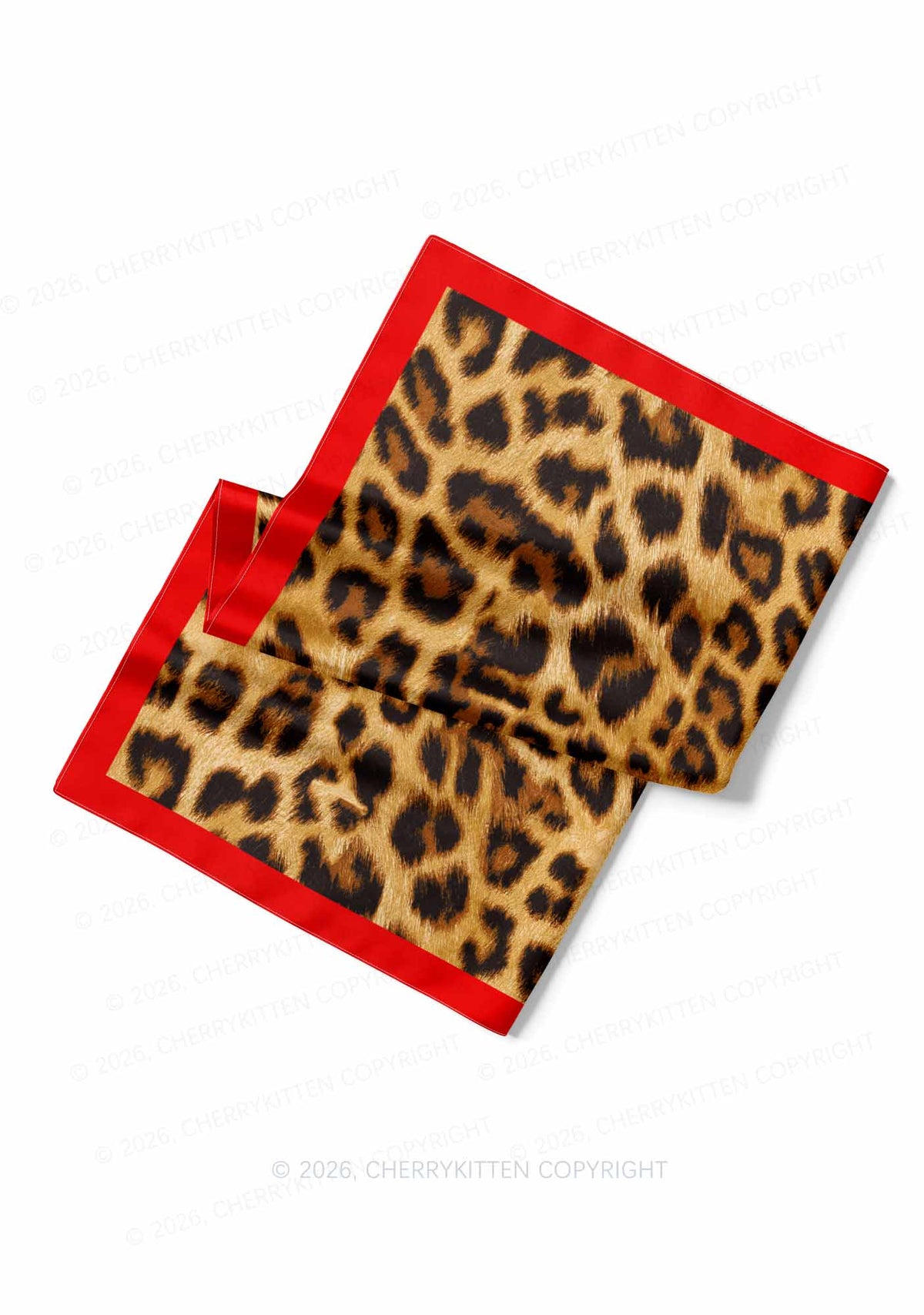 Red Border Leopard Y2K Print Square Bandana Cherrykitten