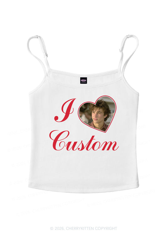 I Love Custom Photo Valentine's Day Y2K Spaghetti Strap Cami Cherrykitten