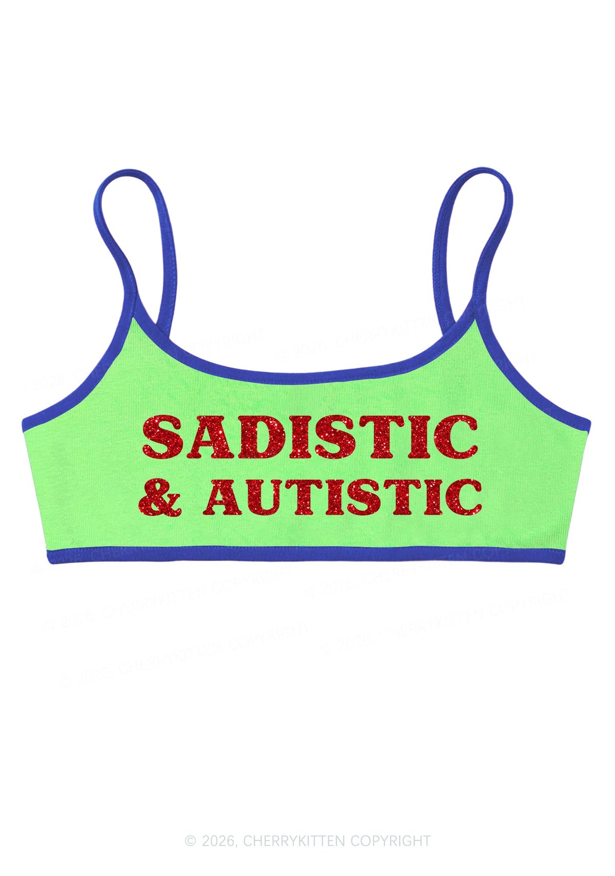 Glitter Sadistic And Autistic Y2K Super Crop Cami Cherrykitten
