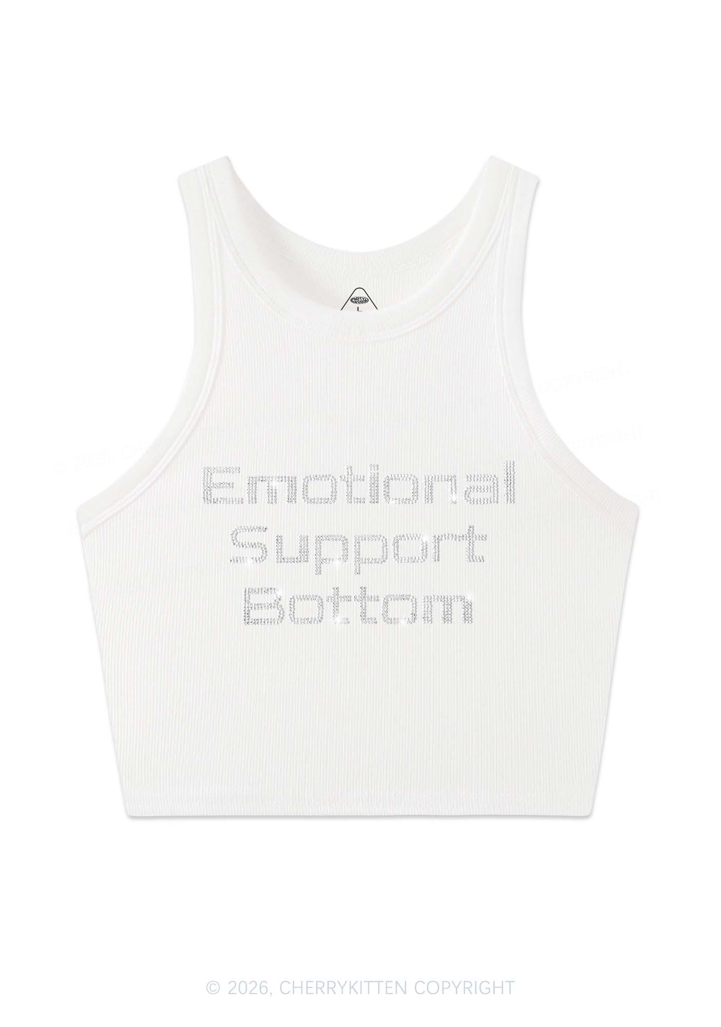 Rhinestone Emotional Support Bottom Pride Y2K Crop Tank Top Cherrykitten