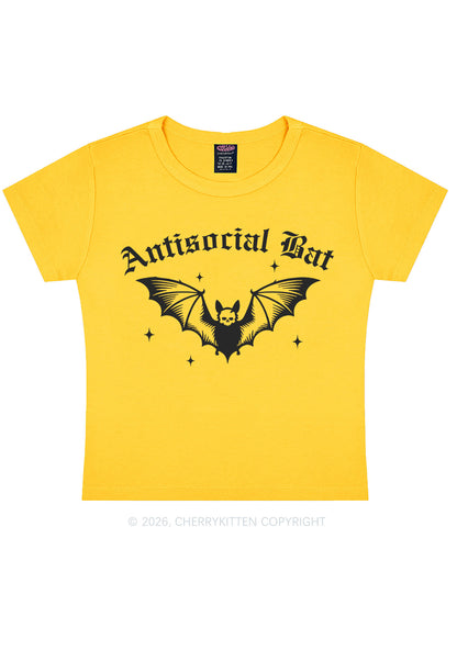 Halloween Antisocial Bat Y2K Baby Tee Cherrykitten