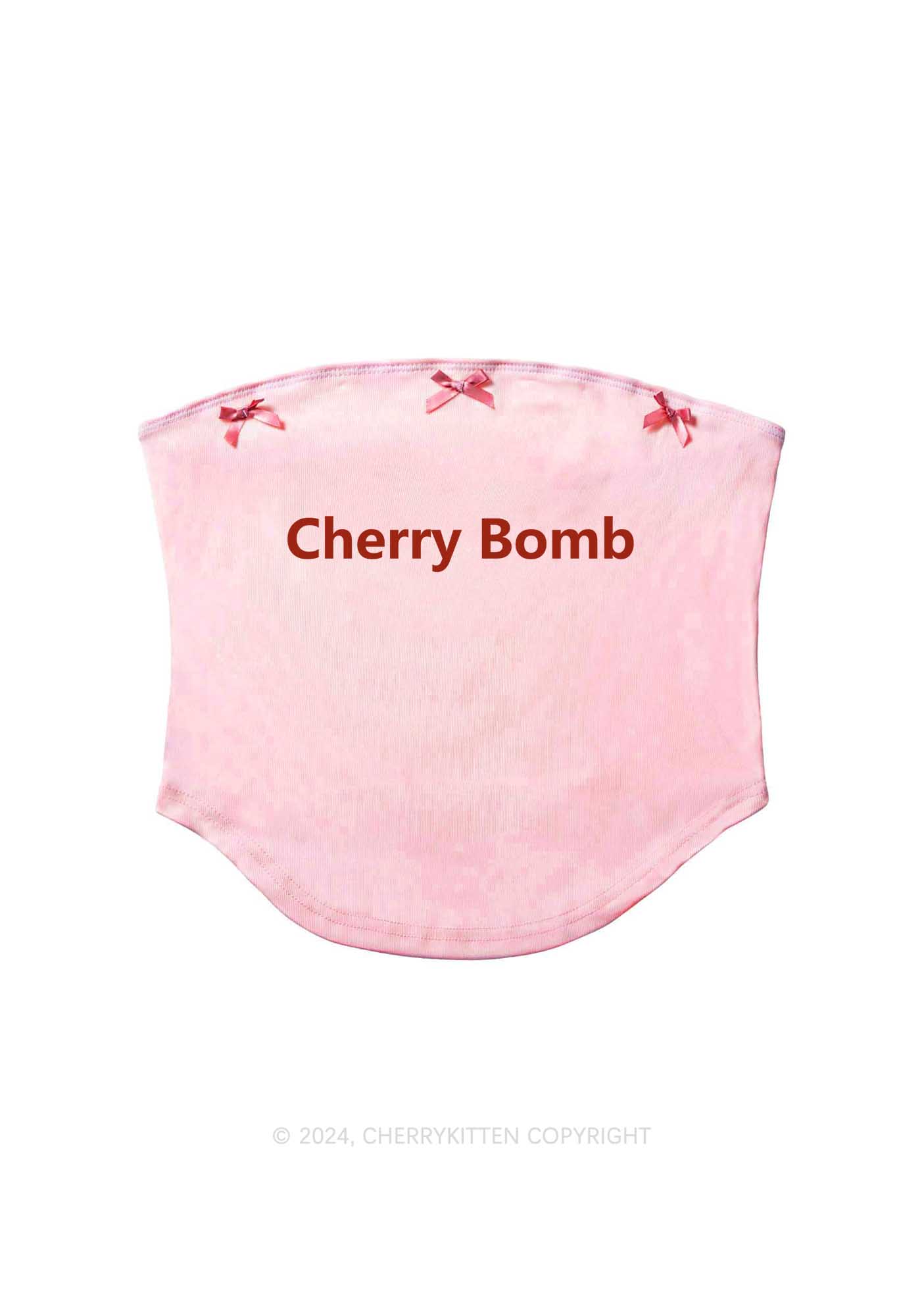 Cherry Bomb Y2K Pink Bow Tie Tube Top Cherrykitten