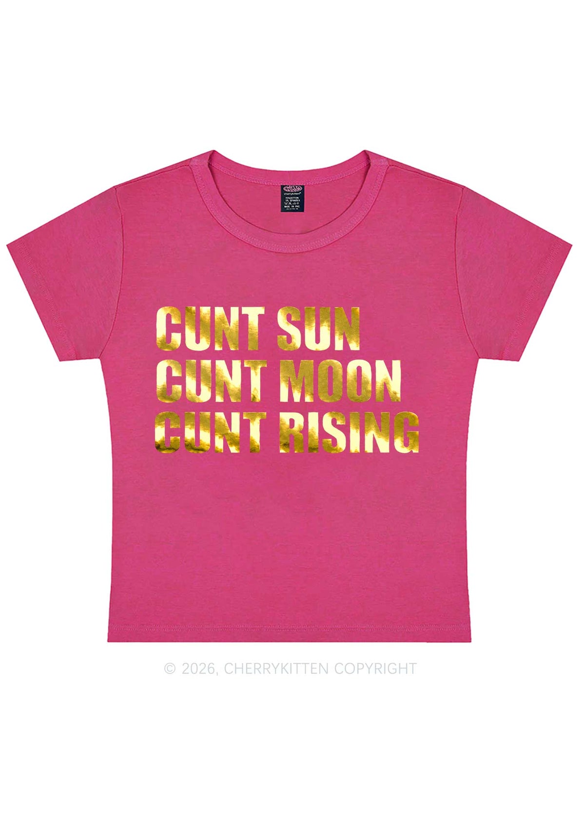 Cxxt Sun Moon Rising Silver Foil Printed Y2K Baby Tee Cherrykitten