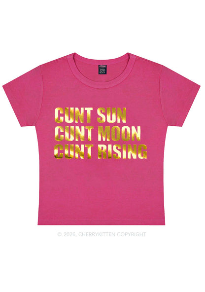 Cxxt Sun Moon Rising Silver Foil Printed Y2K Baby Tee Cherrykitten