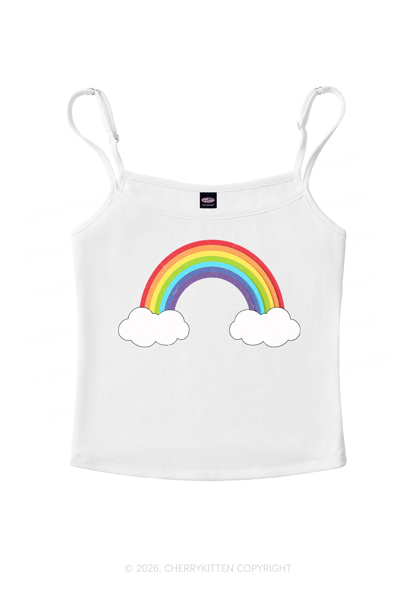 Rainbow Cloud Pride Y2K Spaghetti Strap Cami Cherrykitten
