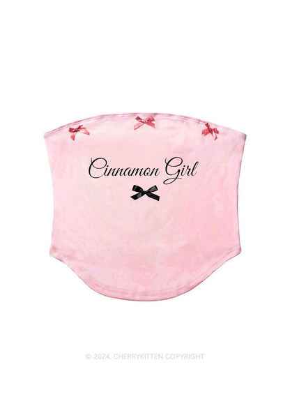 Cinnamon Girl Y2K Pink Bow Tie Tube Top Cherrykitten