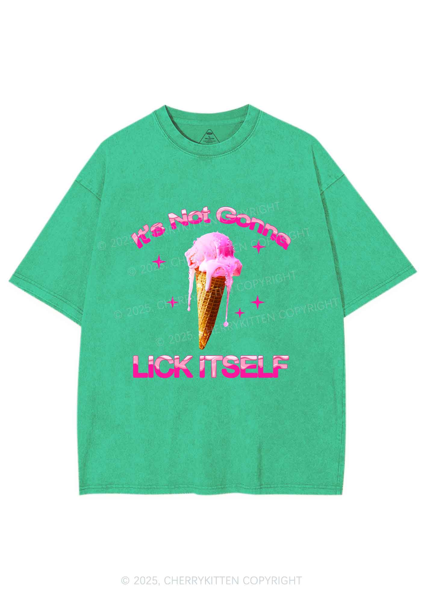 Ice Cream Lick Itself Y2K Shirts Washed Tee Cherrykitten