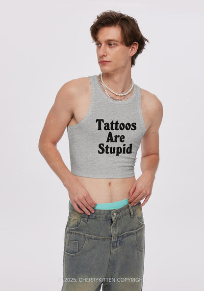 Tattoos Are Stupid Y2K Crop Tank Top Cherrykitten
