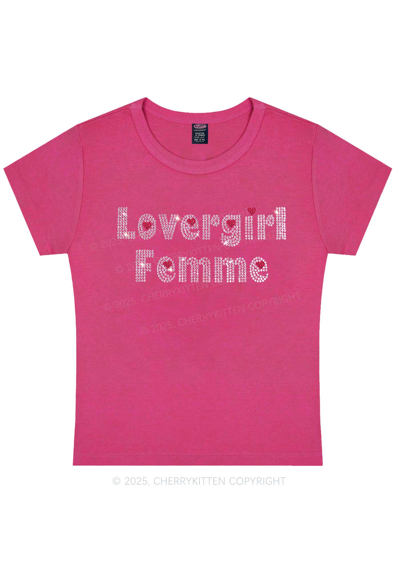 Rhinestone Lovergirl Femme Y2K Baby Tee Cherrykitten