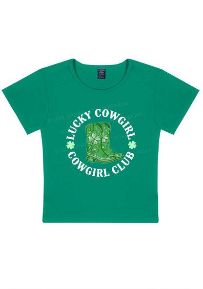 Lucky Cowgirl Club St Patricks Y2K Baby Tee Cherrykitten