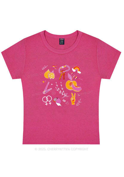 Lesbian Symbols Y2K Baby Tee Cherrykitten