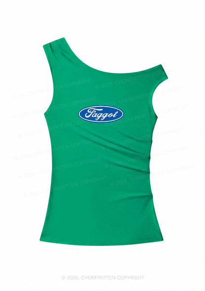 Faggot Pride Y2K Off Shoulder Tank Top Cherrykitten