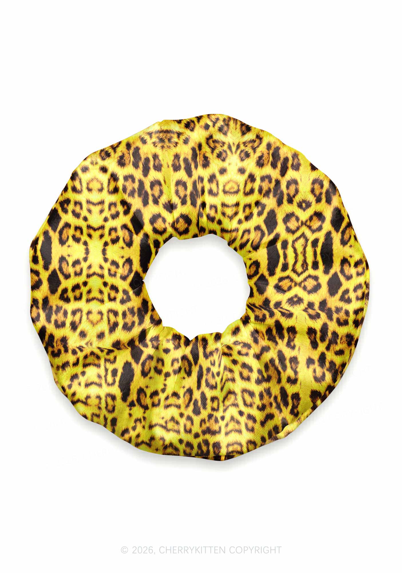 Yellow Leopard Y2K Hair Scrunchie Cherrykitten