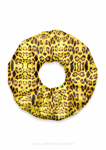 Yellow Leopard Y2K Hair Scrunchie Cherrykitten