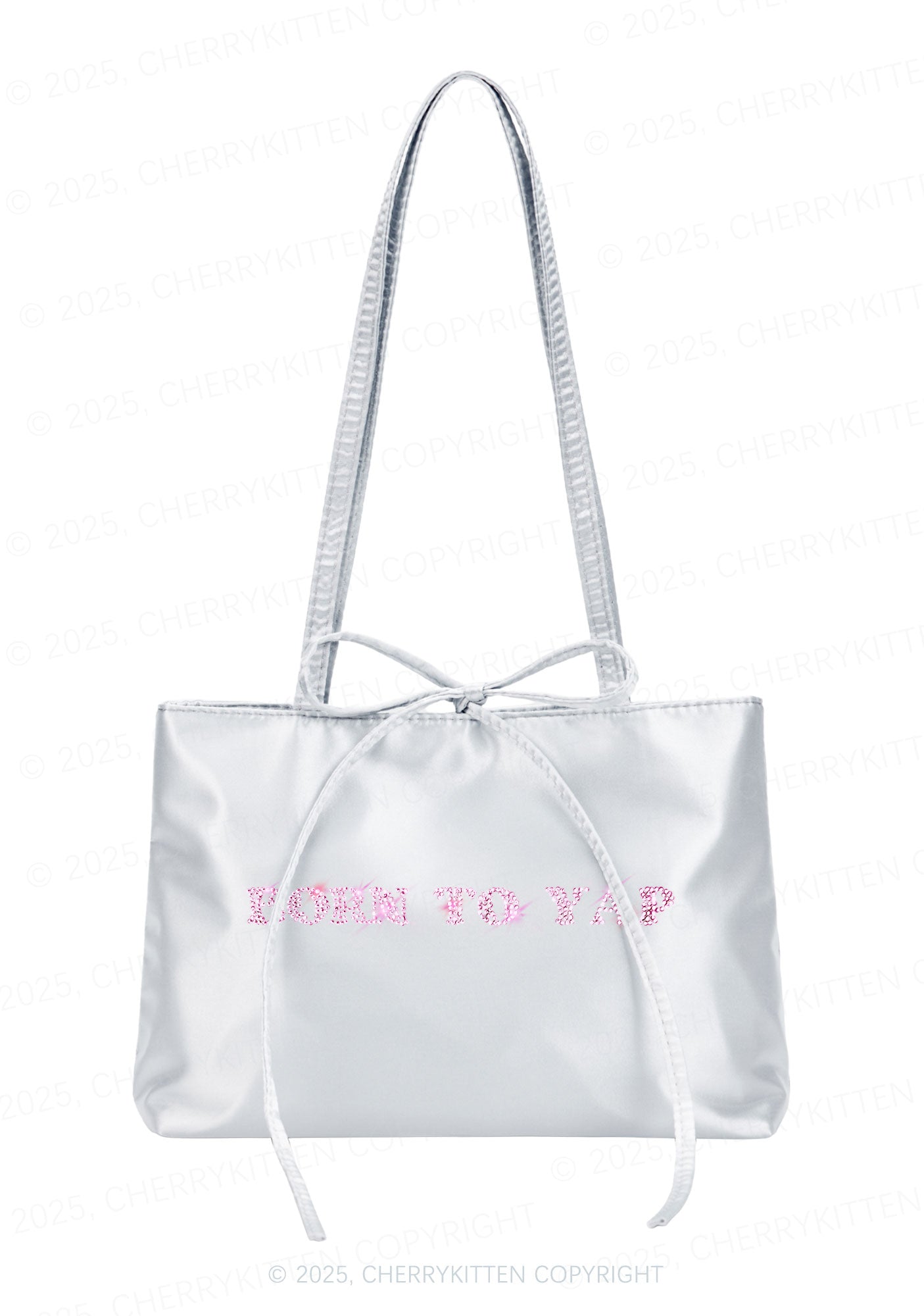 Rhinestone Born To Yap Y2K Satin Bags Cherrykitten