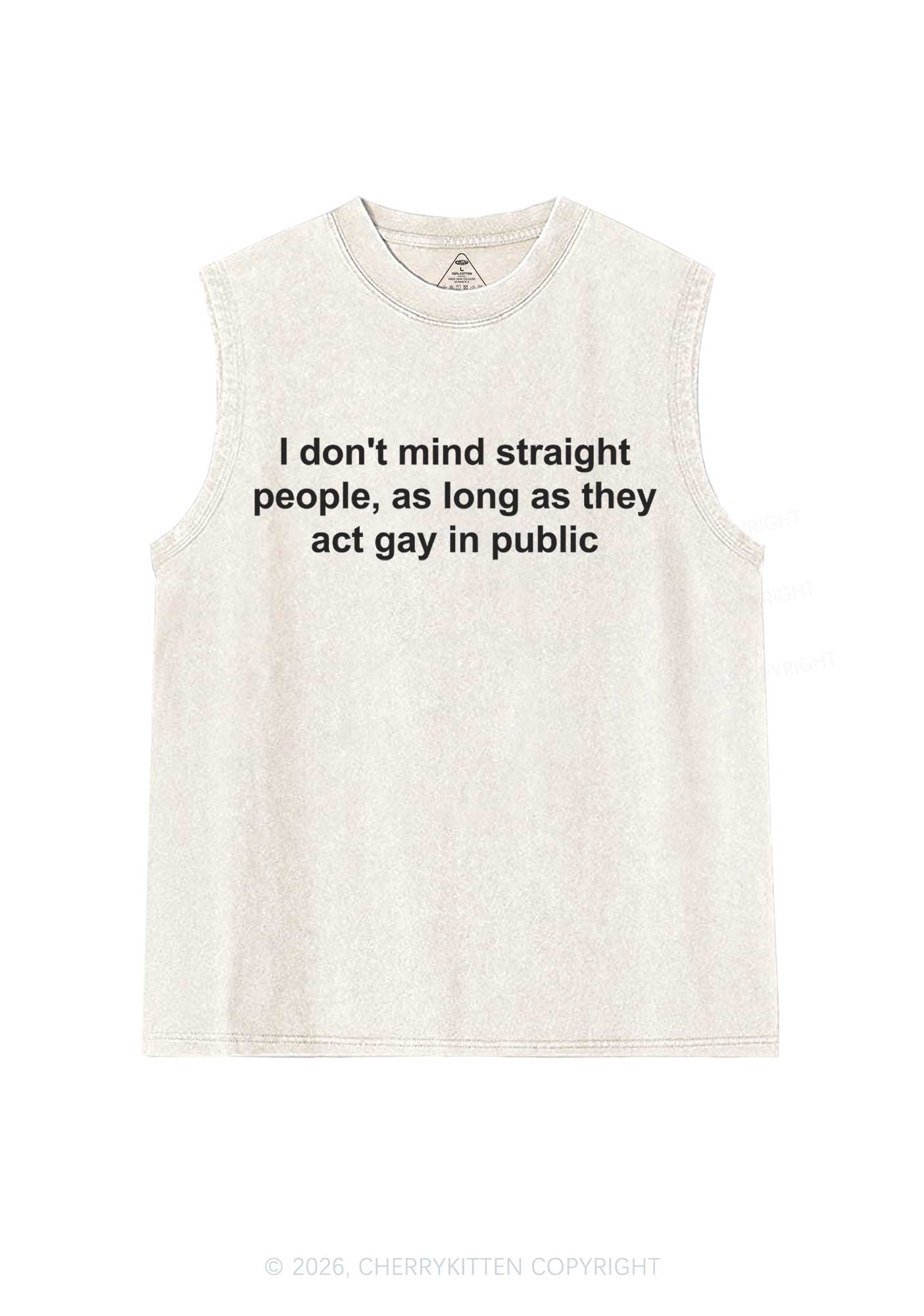Act Gay In Public Pride Y2K Washed Muscle Tank Cherrykitten