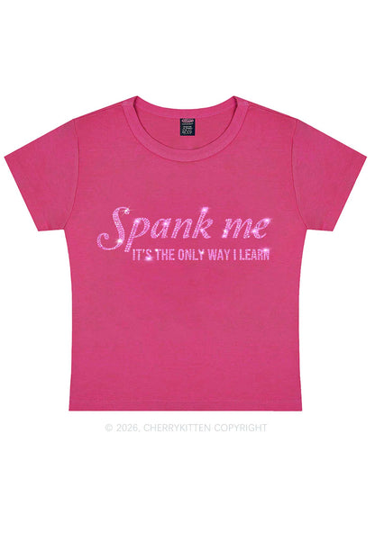 Rhinestone Spank Me Y2K Baby Tee Cherrykitten